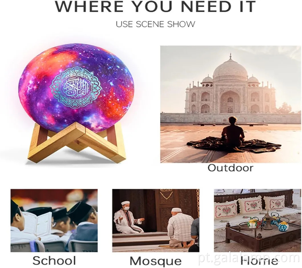 Ramadã portátil Alcorão do Alcorão com controle de aplicativos e suporte a vários idiomas